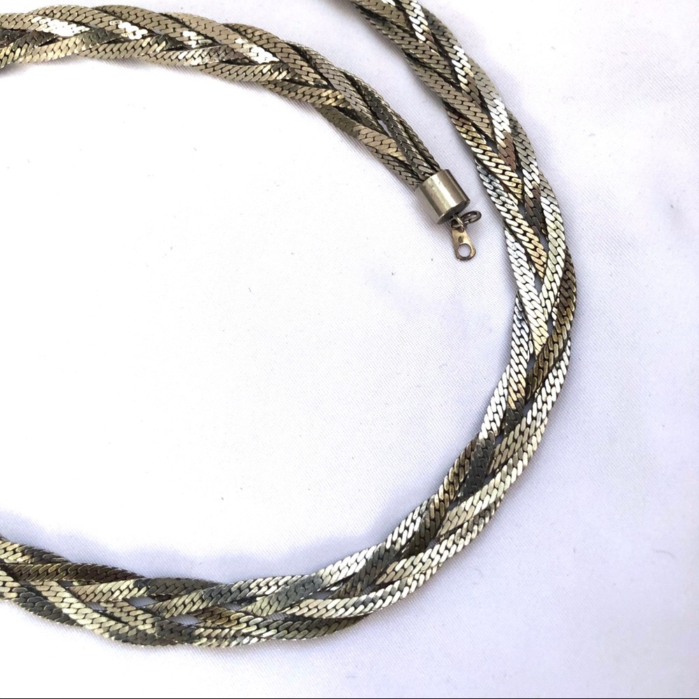 Big Silver Braided Chain Necklace